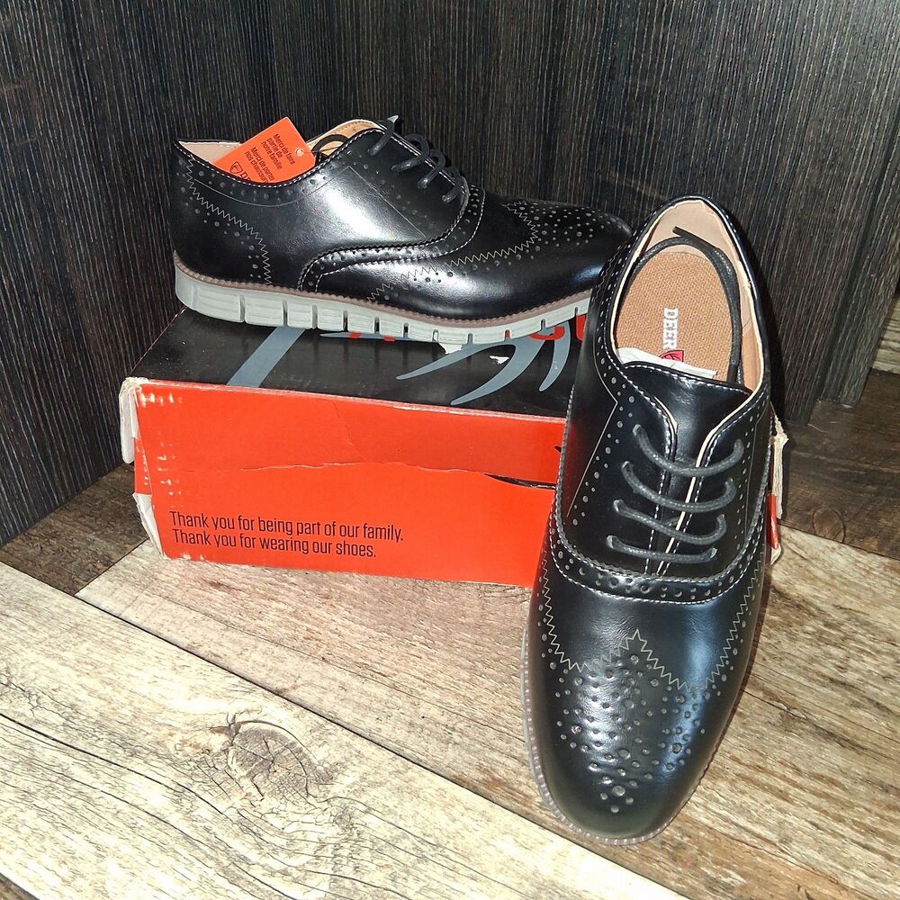 Deer Stags Big Kids Benton Jr Wingtip Hybrid Dress Sneaker Black/Gray Size 4M